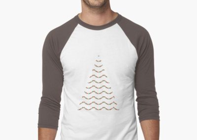 Christmas Tree print on 3/4 sleeve t shirt